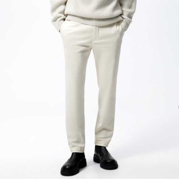 NWT Zara Slim Stretch Chino Pants 32 Navy Blue - Picture 2 of 11